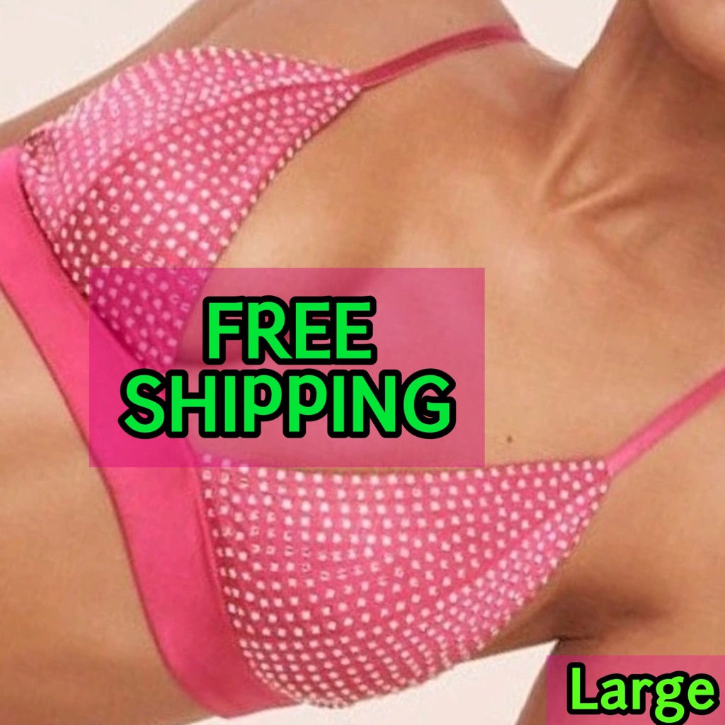 Pink Rhinestone Triangle Bralette